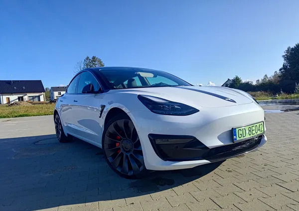 tesla model 3 Tesla Model 3 cena 186386 przebieg: 46700, rok produkcji 2022 z Żukowo